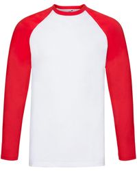 Fruit Of The Loom - Contrast Long-Sleeved Baseball T-Shirt Cotton - Lyst