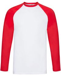 Fruit Of The Loom - Adult Contrast Long-Sleeved Baseball T-Shirt Cotton - Lyst
