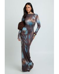 Boohoo - Tonal Floral Long Sleeve Maxi Dress - Lyst