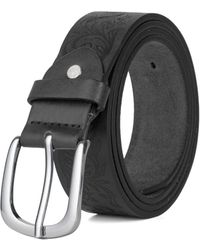 Woodland Leathers - Embossed Leather Lined Belt For - Lyst