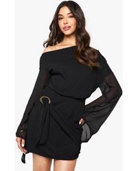 Boohoo - Trim Belt Wrap Mini Dress - Lyst