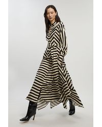 Karen Millen - Mono Fluid Stripe Cotton Mix Woven Shirt Dress - Lyst