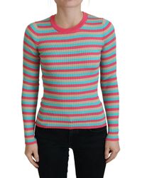 Dolce & Gabbana - Gestreepte Zijden Trui Met Ronde Hals - Lyst