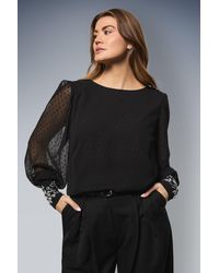 Wallis - Occasion Dobby Embellished Cuff Blouse - Lyst