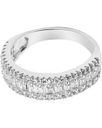 The Jewellery Stockroom - Sterling Baguette Cubic Zirconia Half Eternity Ring - Lyst