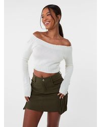 Pink Vanilla - Off Shoulder Crop Knit Top - Lyst
