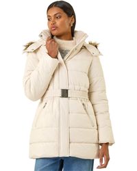 Roman - Faux Fur Padded Belt Coat - Lyst