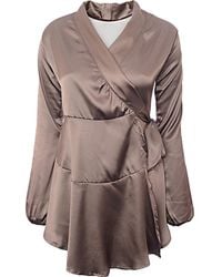TFNC London - Satin Wrap Mini Dress - Lyst