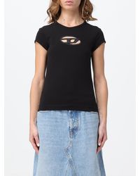 DIESEL - T-shirt Met Uitsnijdingen En Korte Mouwen - Lyst