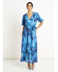 Gini London - Tie Dye Print Wrap Midi Dress - Lyst