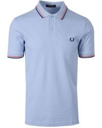 Fred Perry - Twin Tipped Polo Shirt Light Smoke/Coral Heat/Shaded Cobalt - Lyst