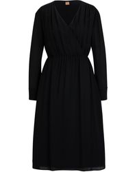 BOSS - Dagatta V-Neck Midi Wrap Dress - Lyst