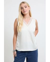 Wallis - Petite Lace Trim Cami Top - Lyst