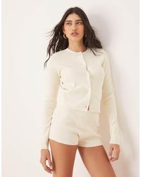 ASOS - Knitted Clean Compact Button Through Crew Neck Cardigan Co-Ord - Lyst