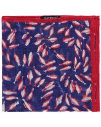 Hackett - Linen Printed Koi Fish Navy/red Hank Handkerchiefs - Lyst