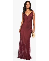 Boohoo - Petite Lace Hem Slip Dress - Lyst