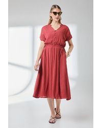 PRINCIPLES - Elasticated Waist Crinkle Viscose Midi Dress - Lyst