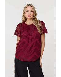 Izabel London - Chevron Print Layered Ruched Blouse - Lyst