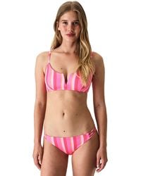 Penti - Celinda Striped Textured Deep V Neck Bikini Top - Lyst