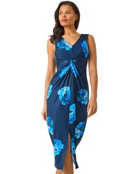 Roman - Abstract Printed Gathered Wrap Dress - Lyst