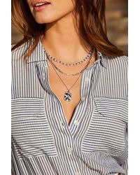 Sosandar - Triple Layered Hammered Pendant Necklace Metallic - Lyst