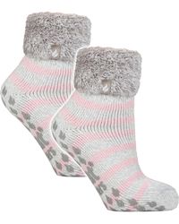 Heat Holders - 2 Pack Ladies Soft Lounge Socks With Grips - Lyst