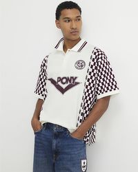 River Island - Top Oversized Check Print Polo Collared - Lyst