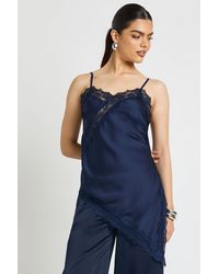Boohoo - Satin Lace Contrast Longline Cami - Lyst