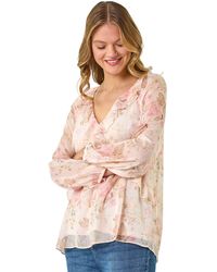 Roman - Floral Print Frill Detail Top - Lyst