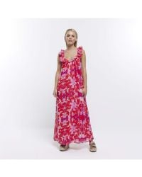 River Island - Slip Maxi Dress Petite Red Floral - Lyst