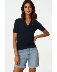 Secret Label - Ribbed Collared Short Sleeved Top - Lyst