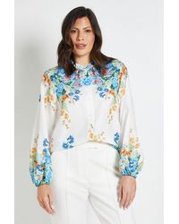 Wallis - Western Floral Print Button Through Top - Lyst