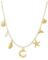 The Jewellery Stockroom - Plated Sea And Initial Life Statement Charm Necklace - Lyst