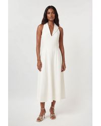 Karen Millen - Compact Stretch Seam Detail Tailored Full Skirted Midi Dress - Lyst