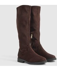 River Island - Knee High Boots Faux Suede Textile - Lyst