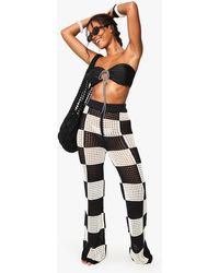 Boohoo - Flannelerboard Crochet Wide Leg Beach Trouser - Lyst