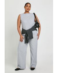 Boohoo - Plus Stripe Sleeveless Top And Wide Leg Trouser Co-Ord - Lyst