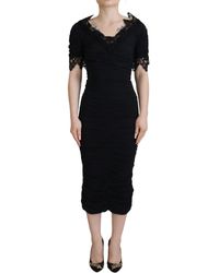 Dolce & Gabbana - Elegant Sheath Short Sleeve Midi Dress - Lyst