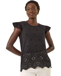 Roman - Broderie Hem Stretch Top - Lyst