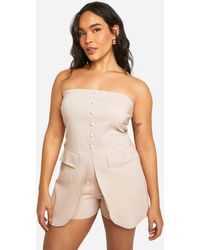 Boohoo - Plus Stretch Woven Bandeau Tailored Playsuit - Lyst