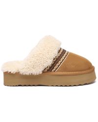 EverAu Australia - Ever Au Crake Knitted Platform Sheepskin Slippers - Lyst