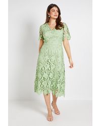 Wallis - Lace Waist Detail Midi Dress - Lyst
