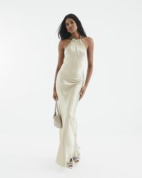 River Island - Slip Maxi Dress Halter Neck Viscose - Lyst