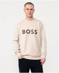 BOSS - Salbo 1 Cotton-blend Sweatshirt With Hd Logo Print - Lyst