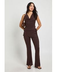 Boohoo - Halterneck Top And Wrap Waist Flare Co Ord - Lyst