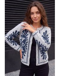 Roman - Petite Abstract Buttoned Cardigan - Lyst