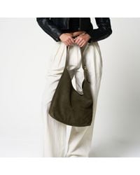 Barneys Originals - Real Suede Khaki Shoulder Bag - Lyst
