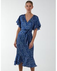 Blue Vanilla - Wrap Ruffle Tiered Midi Dress - Lyst