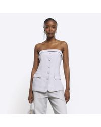 River Island - Tux Top Petite Button Up - Lyst