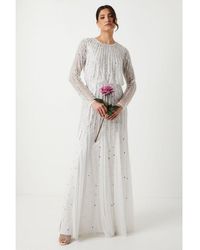 Coast - Linear Sequin Embellished Long Sleeve Wedding Dress - Lyst